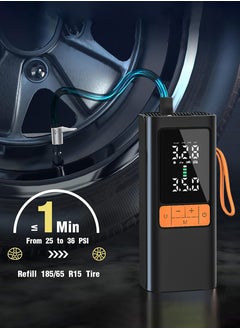 Changli Digital Car Tire Inflator Portable Air Compressor,Digital Electric Air Pump with 6000mAh Battery Power Bank/Auto Stop/LED Light/LCD Screen/4 Nozzle/Lanyard,Cordless Cycle Tyre Inflator for Car,Motorcycle,Bicycle,Ball  - Image 2