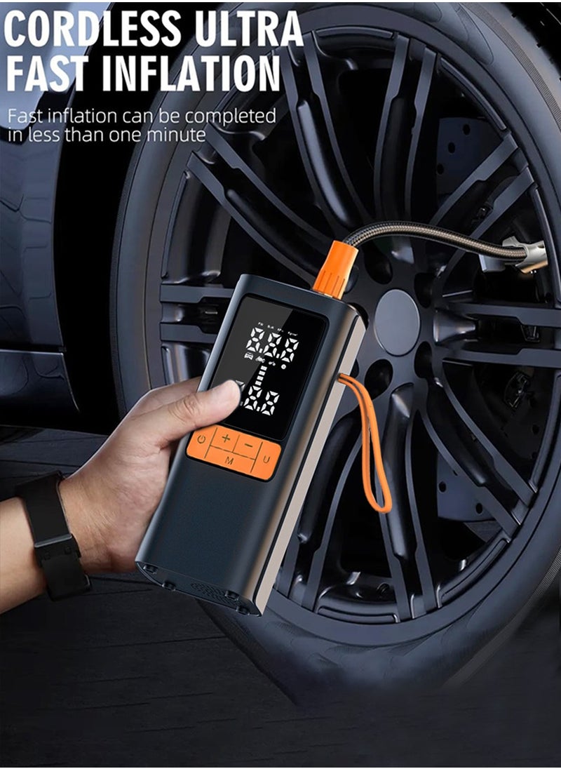 Changli - Digital Car Tire Inflator Portable Air Compressor,Digital Electric Air Pump with 6000mAh Battery Power Bank/Auto Stop/LED Light/LCD Screen/4 Nozzle/Lanyard,Cordless Cycle Tyre Inflator for Car,Motorcycle,Bicycle,Ball - Image 1