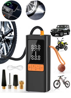 Changli Digital Car Tire Inflator Portable Air Compressor,Digital Electric Air Pump with 6000mAh Battery Power Bank/Auto Stop/LED Light/LCD Screen/4 Nozzle/Lanyard,Cordless Cycle Tyre Inflator for Car,Motorcycle,Bicycle,Ball  - Image 1