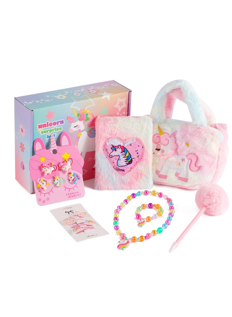 CMGTYYD Unicorn Gifts for Girls Secret Diary with Lock for Girls Unicorn Crossbody Bag Purse with Jewelry Set for Birthday Presents Gifts Unicorn Toys for 4-12 Year Old Girls  - Image 1