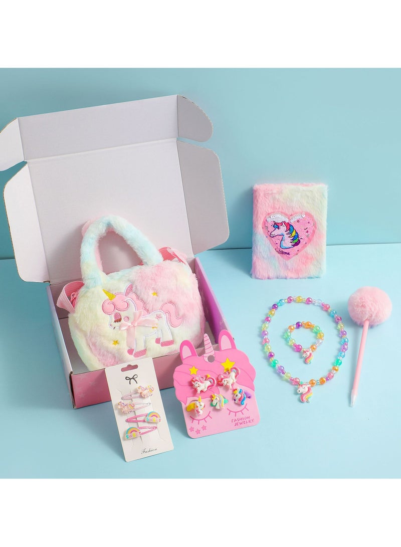 CMGTYYD Unicorn Gifts for Girls Secret Diary with Lock for Girls Unicorn Crossbody Bag Purse with Jewelry Set for Birthday Presents Gifts Unicorn Toys for 4-12 Year Old Girls  - Image 3