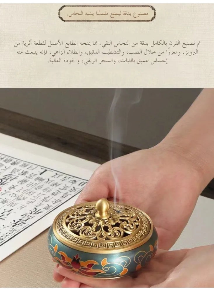 Pure Copper Enamel Incense Burner, Traditional Chinese Style Censer, Home Decor & Festival Ornament - Image 5