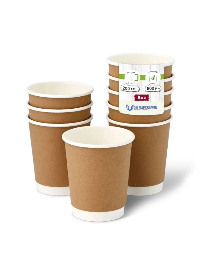 SKY MELD Kraft Double Wall Paper Cups - 8 oz