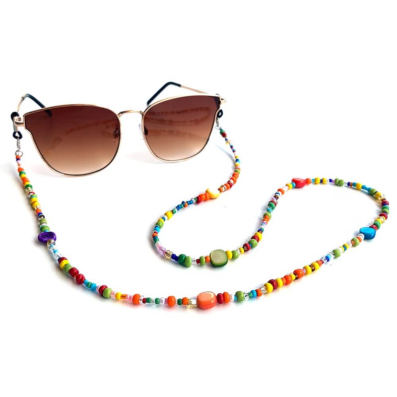 Decker Colorful Bead Womenâ€™s eyeglass chain eyewear retainer Mask Holder Reading glass Necklace Lanyard (Rainbow Beads) - Image 3