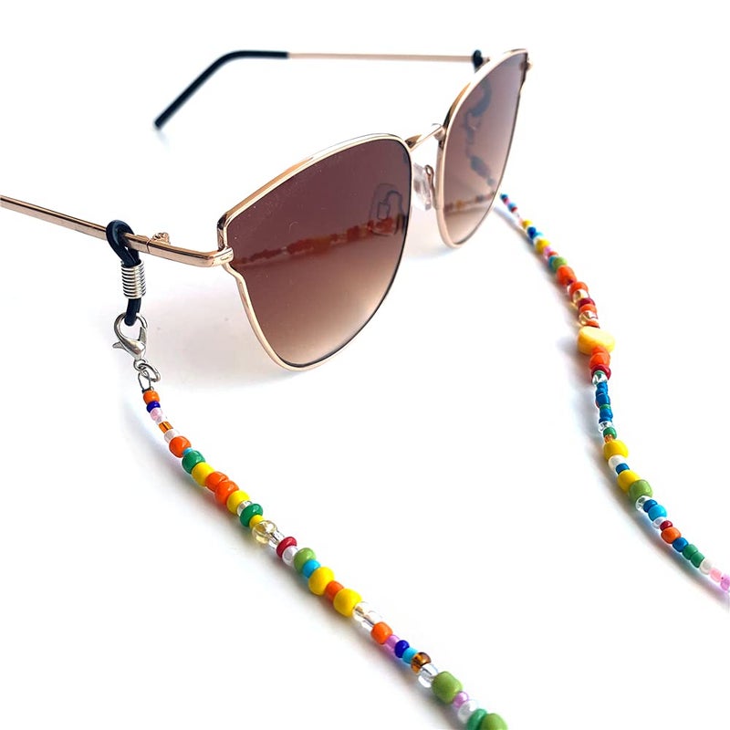 Decker Colorful Bead Womenâ€™s eyeglass chain eyewear retainer Mask Holder Reading glass Necklace Lanyard (Rainbow Beads) - Image 5