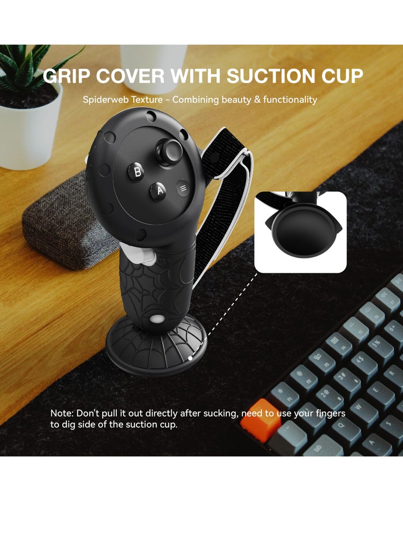 SYOSI Upgraded Controller Grips Covers for Oculus Quest 3 with Suction Cup Battery Opening Covers and Adjustable Knuckle Straps Silicone Controller Protectors Enhance Your VR Experience - Image 2