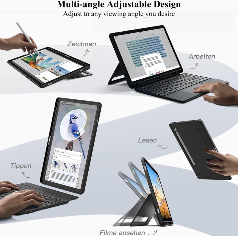 QPHWHFQ 【Arabic English】Detachable Keyboard Case for 14.6 inch Samsung Galaxy Tab S11 Ultra 2025, Magnetic Bluetooth Keyboard Case Samsung Tab with Stand, Multi-Touch Trackpad, 7-Color Backlight - Image 2