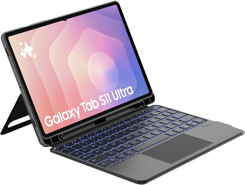 QPHWHFQ 【Arabic English】Detachable Keyboard Case for 14.6 inch Samsung Galaxy Tab S11 Ultra 2025, Magnetic Bluetooth Keyboard Case Samsung Tab with Stand, Multi-Touch Trackpad, 7-Color Backlight - Image 1