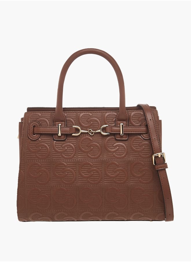 Celeste Womens Monogram Embossed Tote Bag With Handles And Zip Closure  - Image 1
