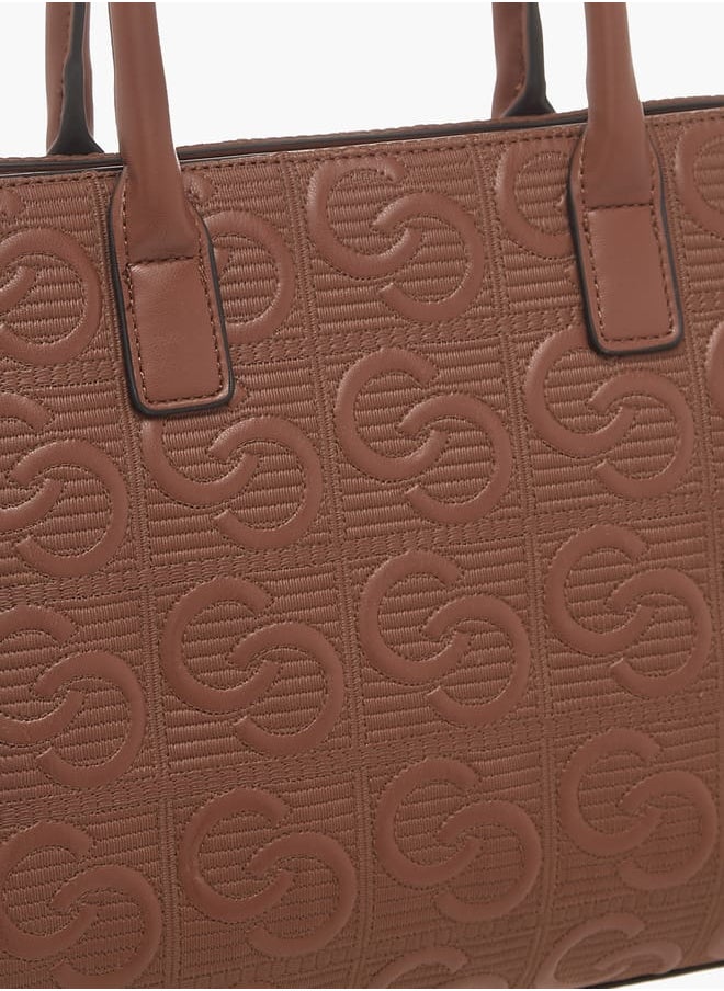 Celeste Womens Monogram Embossed Tote Bag With Handles And Zip Closure  - Image 4