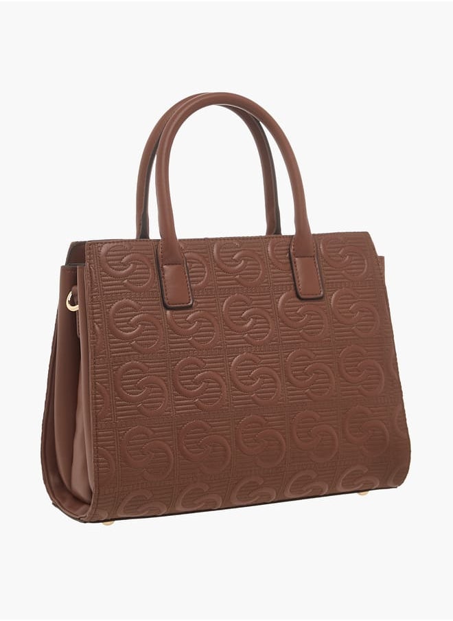 Celeste Womens Monogram Embossed Tote Bag With Handles And Zip Closure  - Image 3