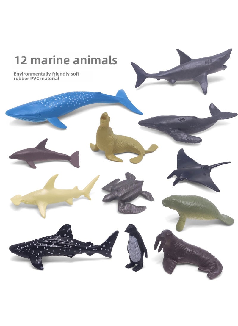 [Bag] small dinosaur farm animal insect model Mini children toy model PVC cross-border hot sale 12 marine animals F [bag]] 12 marine animals F [bag]] 