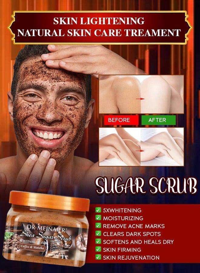 DR.MEINAIER 650G Shea Sugar Scrub with Coffee and Matcha 100% Natural Vitamin Enriched Exfoliating Bath Scrub Nourishing Hydrating Slimming Whitening Anti Wrinkle Anti Acne Moisturizing Firming Body Scrub - Image 2