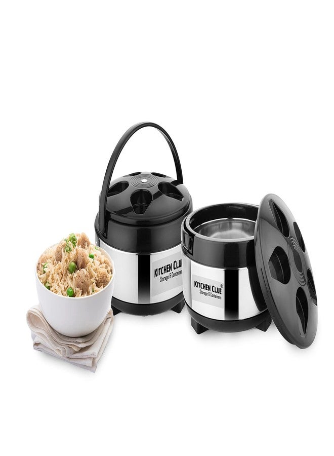 KITCHEN CLUE Stainless Steel Thermoware Casserole Hot-Pot Set - 3500 ML, 3 Pcs, PUF Insulated for Kitchen, Hot Boxes Big Size Serving Combo Offer, Silver-Black - Image 4