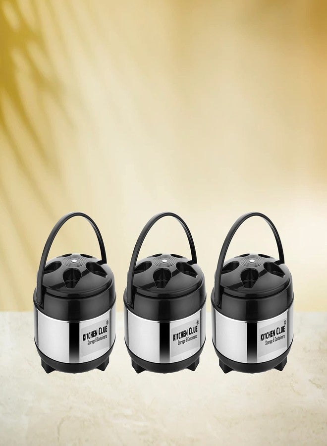 KITCHEN CLUE Stainless Steel Thermoware Casserole Hot-Pot Set - 3500 ML, 3 Pcs, PUF Insulated for Kitchen, Hot Boxes Big Size Serving Combo Offer, Silver-Black - Image 5