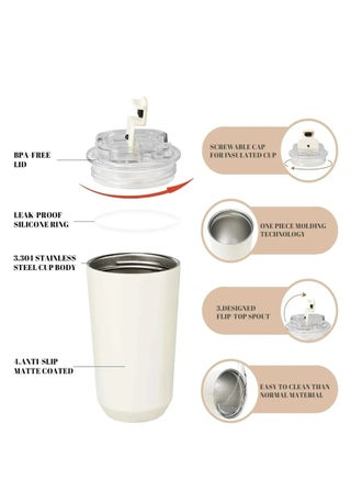 320ML Beverage Cup Travel Portable Car Drinking Cup Stainless Steel Vacuum Leak proof 320ML Coffee Thermos（red） - view 3