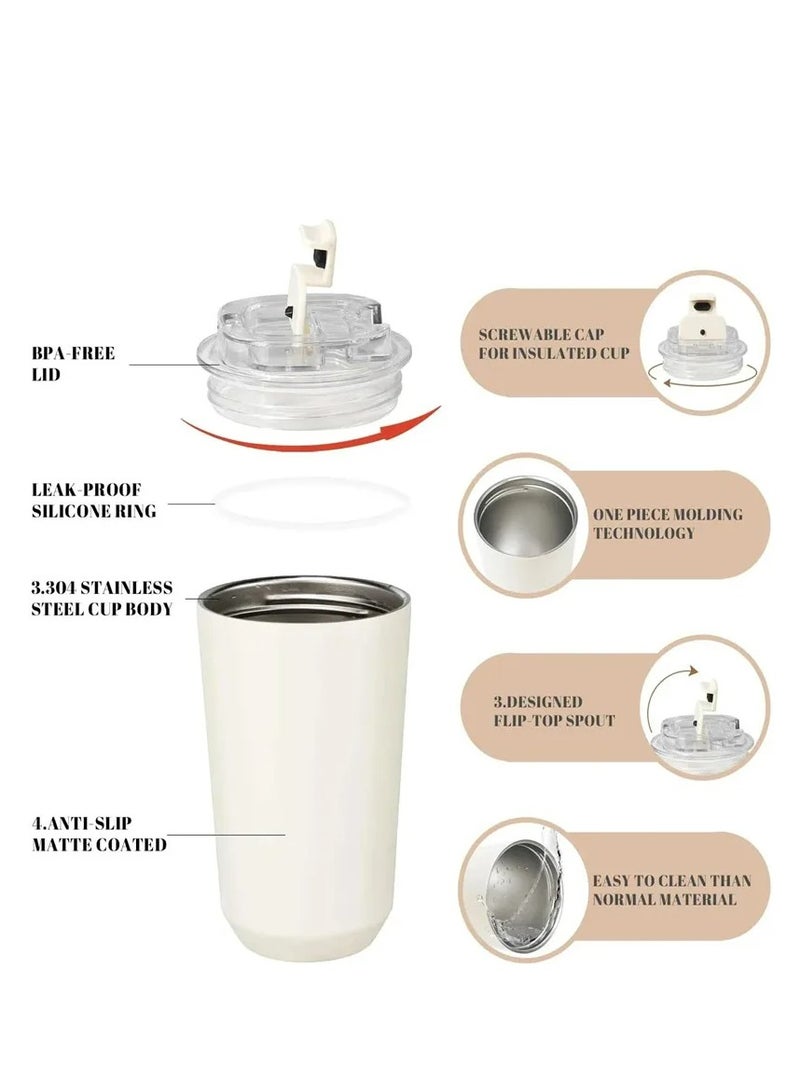smeg 320ML Beverage Cup Travel Portable Car Drinking Cup Stainless Steel Vacuum Leak proof 320ML Coffee Thermos（red）  - Image 3