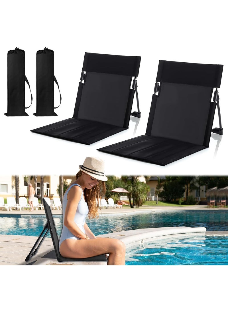 Jorunb 2 Pack Foldable Seat for Poolside Chairs, Portable Outdoor Poolside Chairs for Edge of Pool, Beach Chair, SwimmingPool Accessories, Pool Seats for Edge,Beach Camping Picnic Lawn Accessories-Black - Image 1