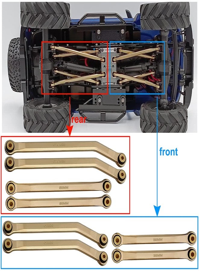 RCLIONS Higher Extra Clearance RC Links Linkage Set for 1/24th Axial SCX24 Bronco C10 JLU CRC RC Crawler Car Upgrades Parts (Gold) - Image 3