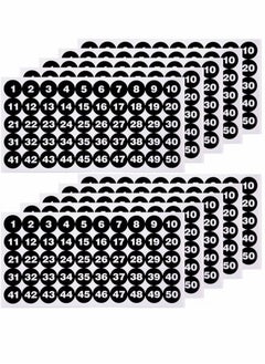 Number Stickers, Consecutive Number Stickers (1-50) 2.54cm Number Labels Waterproof Self-Adhesive Universal Label for Indoor Outdoor Daily Storage Uses (10 Sheets)