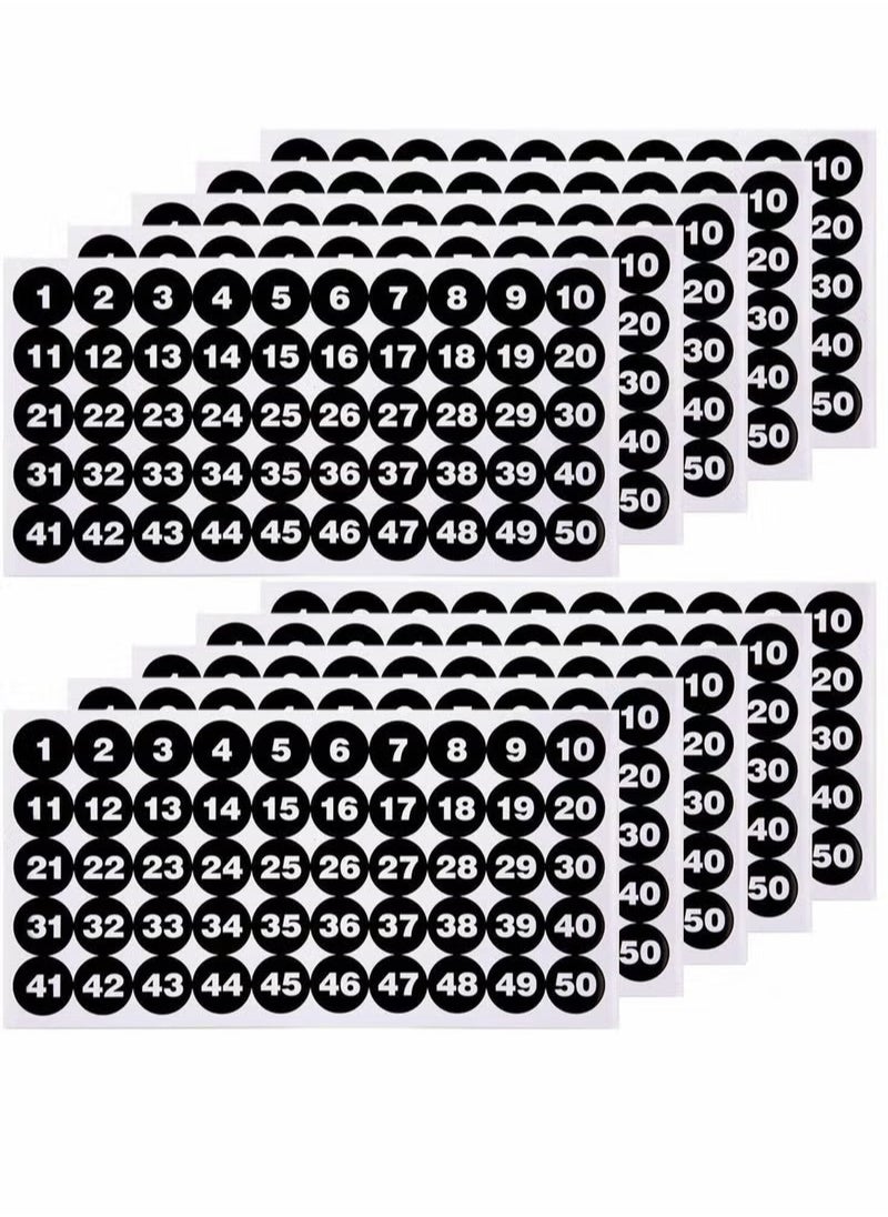 Generic - Number Stickers, Consecutive Number Stickers (1-50) 2.54cm Number Labels Waterproof Self-Adhesive Universal Label for Indoor Outdoor Daily Storage Uses (10 Sheets) - Image 1