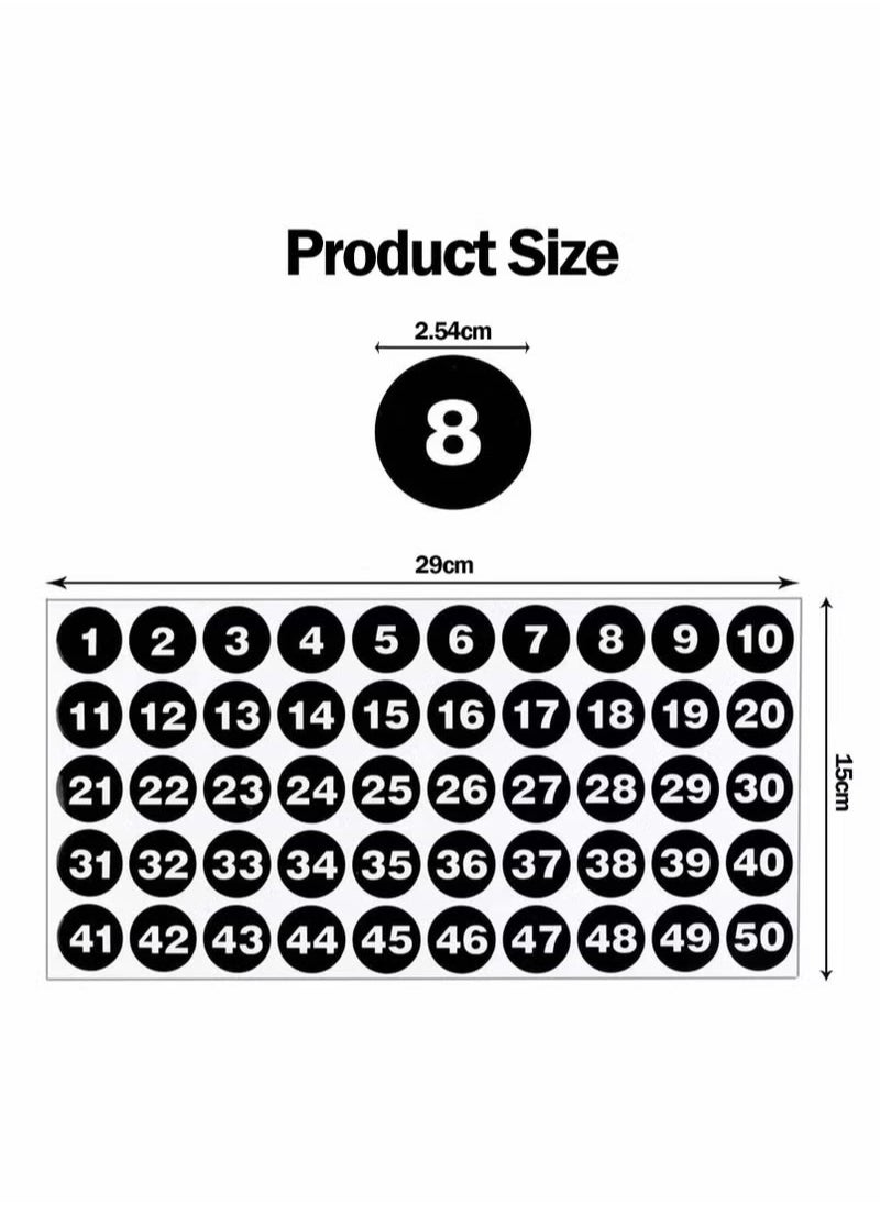Generic - Number Stickers, Consecutive Number Stickers (1-50) 2.54cm Number Labels Waterproof Self-Adhesive Universal Label for Indoor Outdoor Daily Storage Uses (10 Sheets) - Image 1
