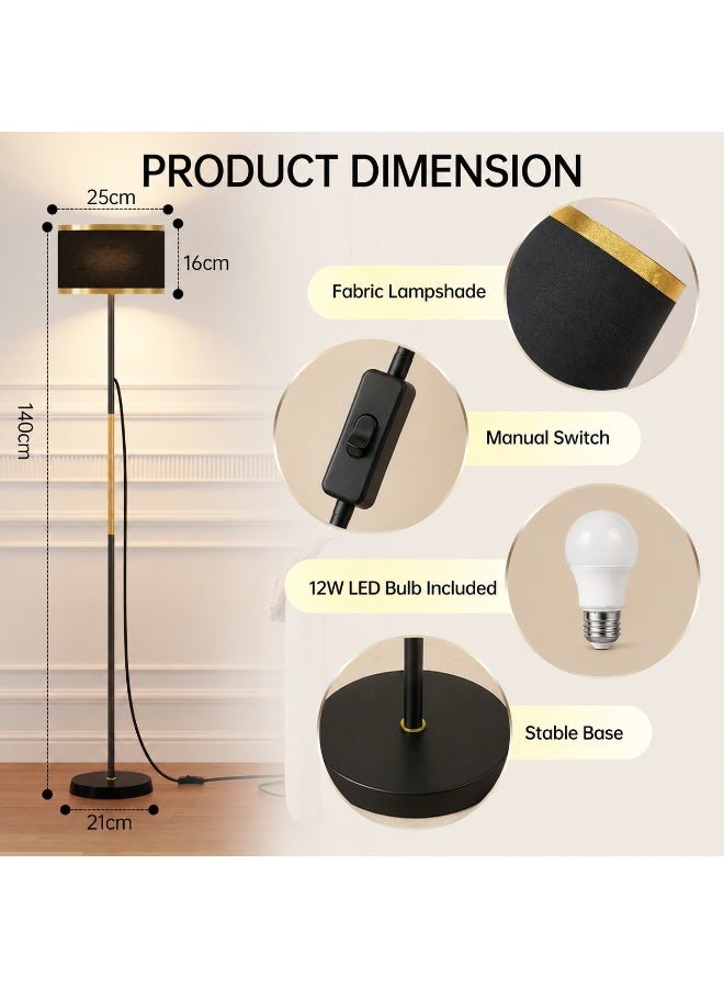 الأمويلات مصباح أرضي LED مع ريموت وتحكم بالتطبيق، ابجوره طويله بغطاء قماشي، ابجوره ارضيه قابلة للتعتيم بثلاث درجات حرارة لونية، مؤقت ولمبة E27 بقدرة 12 واط متضمنة، لغرفة المعيشة وغرفة النوم والقراءة - Image 3