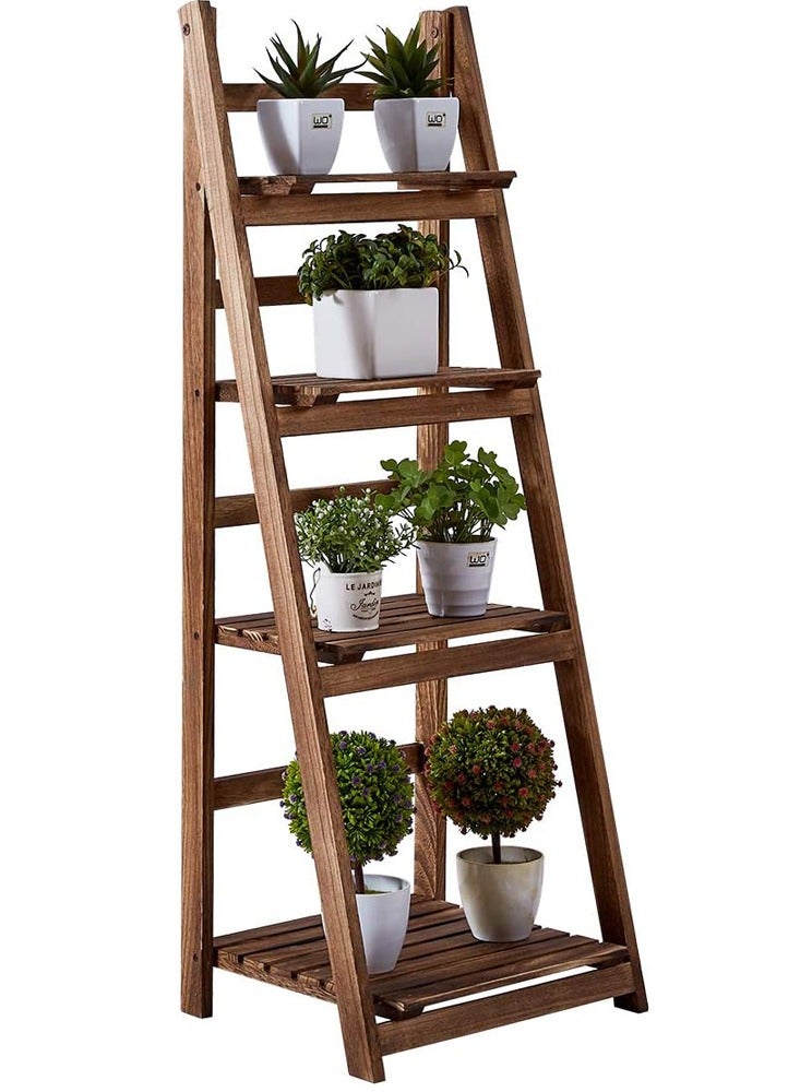 LINGWEI Wooden Flower Stand Foldable Plant Stand Ladder Design Flower Container Vase Pot Display Stand Wood Rack Plant Shelf Book Shelf - Image 3