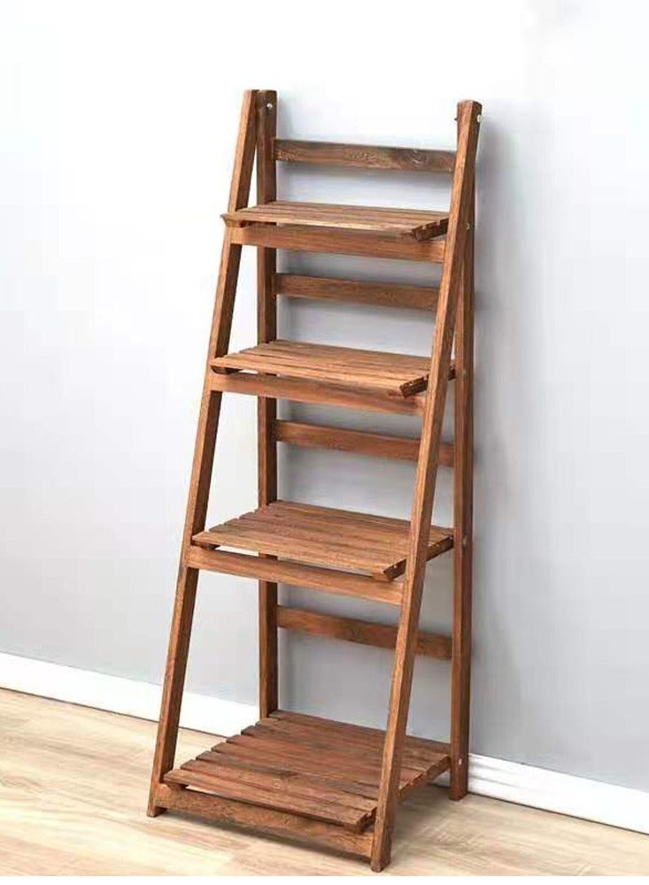 LINGWEI Wooden Flower Stand Foldable Plant Stand Ladder Design Flower Container Vase Pot Display Stand Wood Rack Plant Shelf Book Shelf - Image 1