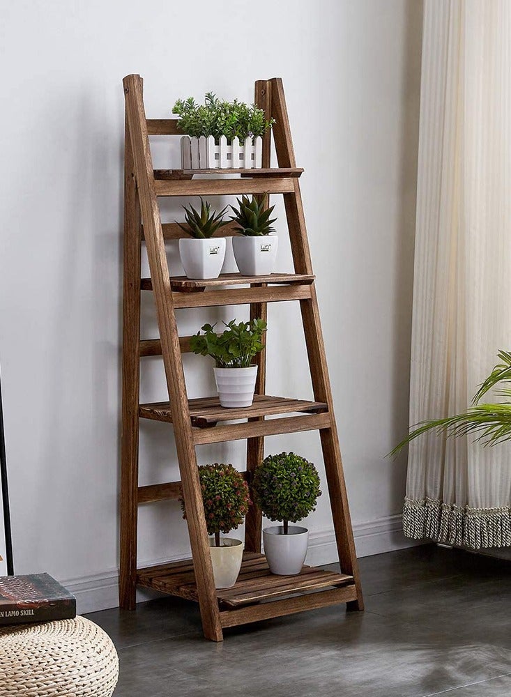 LINGWEI Wooden Flower Stand Foldable Plant Stand Ladder Design Flower Container Vase Pot Display Stand Wood Rack Plant Shelf Book Shelf - Image 2