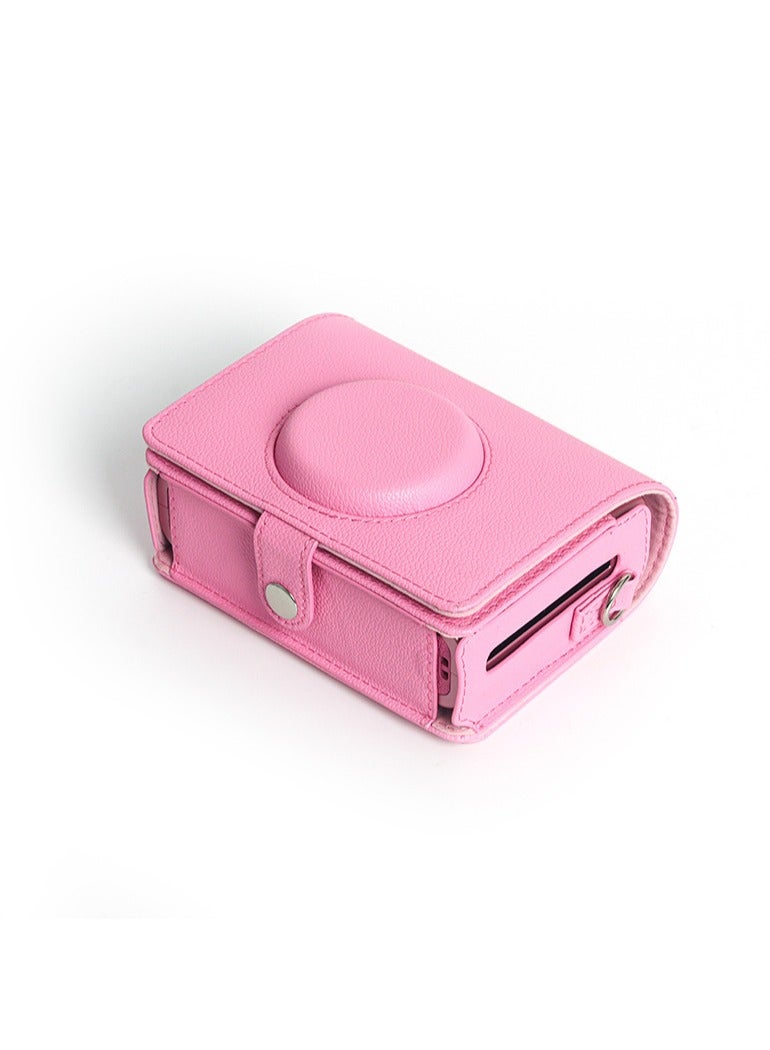 Camera case for Fujifilm Mini EVO, compatible with Fujifilm Mini EVO cameras, with adjustable shoulder strap in brown lychee textured horizontal style - Image 4