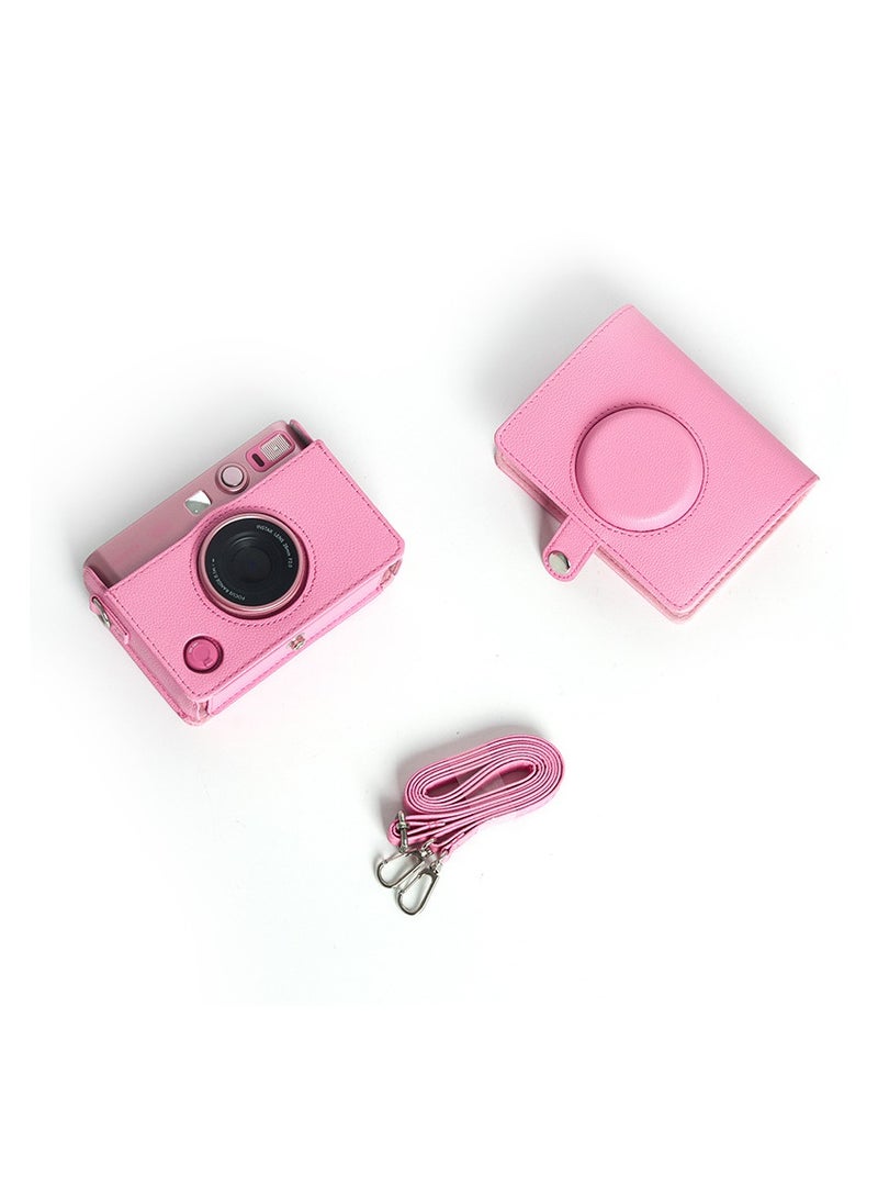 Camera case for Fujifilm Mini EVO, compatible with Fujifilm Mini EVO cameras, with adjustable shoulder strap in brown lychee textured horizontal style - Image 5