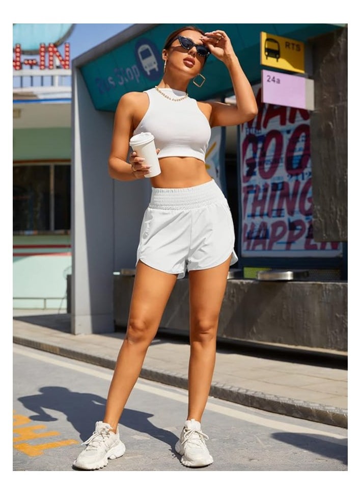 Generic - BMJL Women's Athletic Shorts High Waisted Running Shorts Pocket Sporty Shorts Gym Elastic Workout Shorts - Image 1