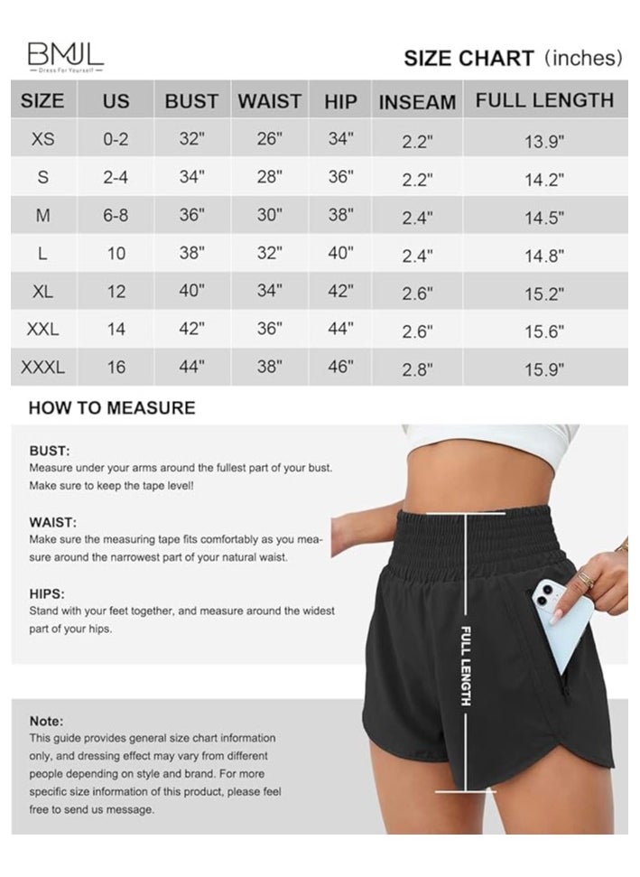 Generic - BMJL Women's Athletic Shorts High Waisted Running Shorts Pocket Sporty Shorts Gym Elastic Workout Shorts - Image 1