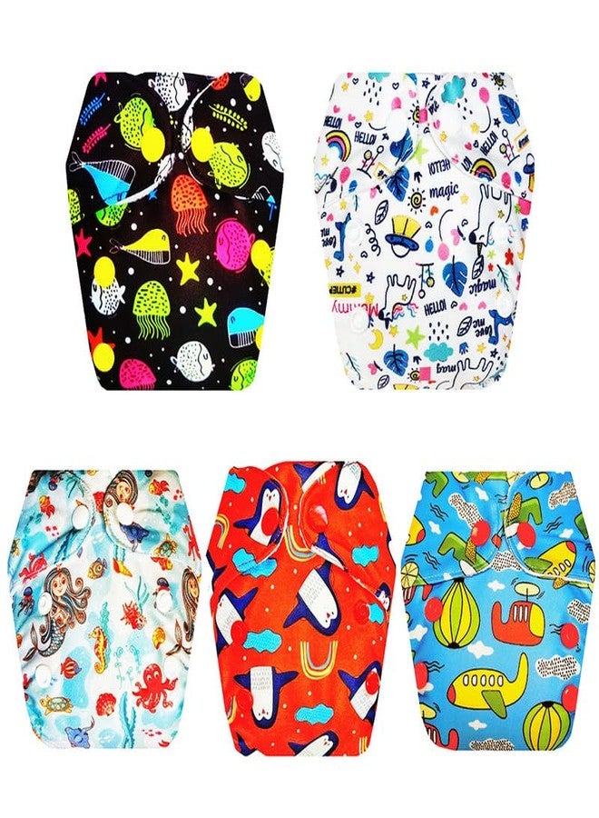 Dumbledo Premium Newborn Cloth Diaper with Integrated Insert (Pack of 5) | Soft & Gentle | Leakproof | Adjustable Snaps | Ideal for Toddlers | 0 - 4 Months | Unisex Baby - Image 1