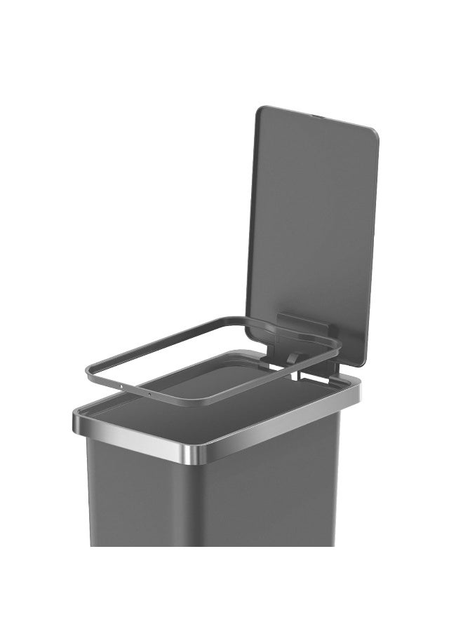 أوركيد سلة مهملات أوركيد إيكو هانا الرفيعة البلاستيكية بدواسة، سلة مهملات مدمجة بغطاء ناعم الإغلاق، سلة مهملات بدواسة للحمام، سلة مهملات غرفة النوم للمكتب، سلة مهملات مع دلو داخلي قابل للإزالة (30 لترًا) - Image 4