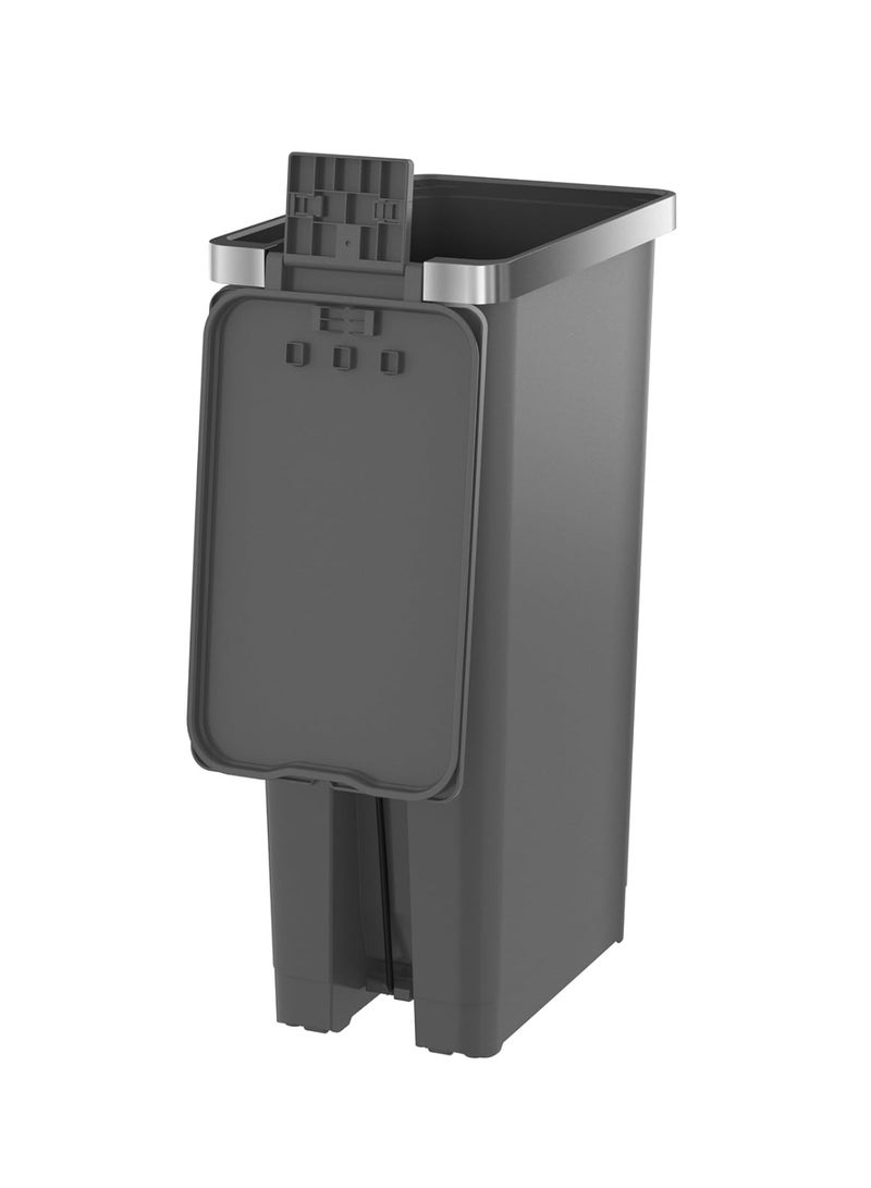 أوركيد سلة مهملات أوركيد إيكو هانا الرفيعة البلاستيكية بدواسة، سلة مهملات مدمجة بغطاء ناعم الإغلاق، سلة مهملات بدواسة للحمام، سلة مهملات غرفة النوم للمكتب، سلة مهملات مع دلو داخلي قابل للإزالة (30 لترًا) - Image 3