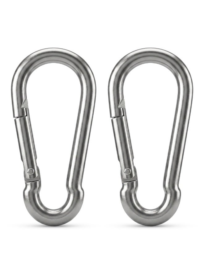 Duravel 2Pcs 2.3 Inch Galvanized Steel Carabiner Clips, Silver, Spring Snap Hook for Dog Leash, Hammock, Aerial Yoga,Gym Pulldown Attachment, Exercise Machine, Heavy Duty - Image 1