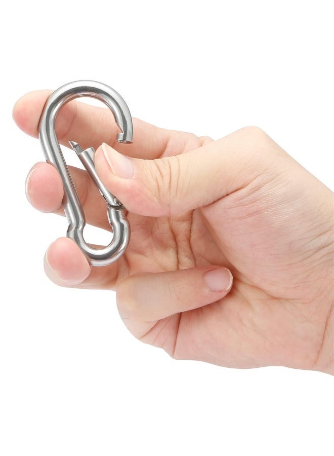 Duravel 2Pcs 2.3 Inch Galvanized Steel Carabiner Clips, Silver, Spring Snap Hook for Dog Leash, Hammock, Aerial Yoga,Gym Pulldown Attachment, Exercise Machine, Heavy Duty - Image 2