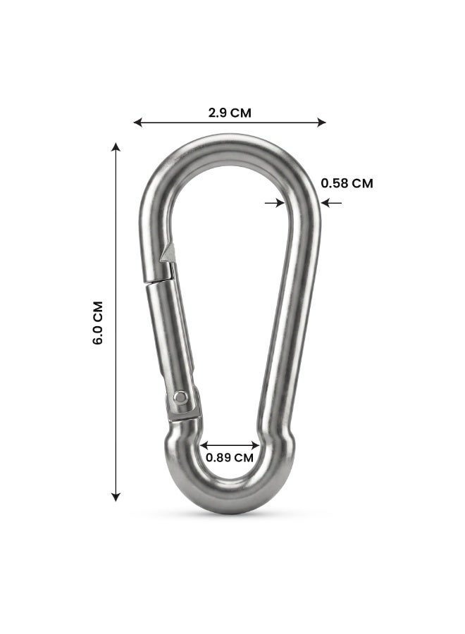 Duravel 2Pcs 2.3 Inch Galvanized Steel Carabiner Clips, Silver, Spring Snap Hook for Dog Leash, Hammock, Aerial Yoga,Gym Pulldown Attachment, Exercise Machine, Heavy Duty - Image 3
