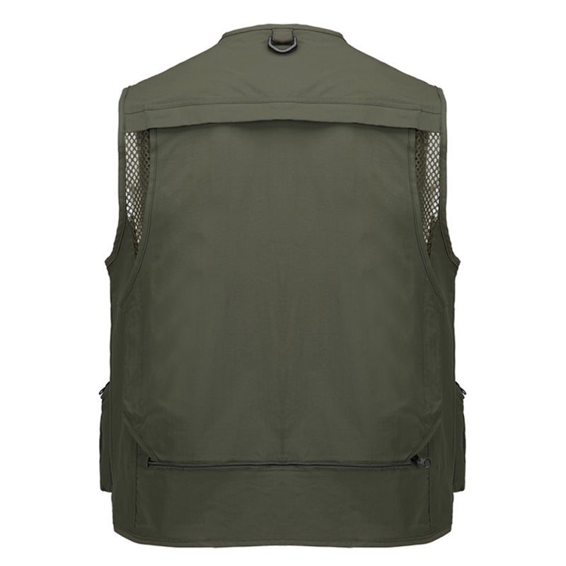 JARUSITE Fishing Vest Xl Army Green Breathable Moisture-Wicking Fabric - Sturdy Buckle Detachable Back Design for Fishing Photography Outdoor Enthusiasts - Image 2