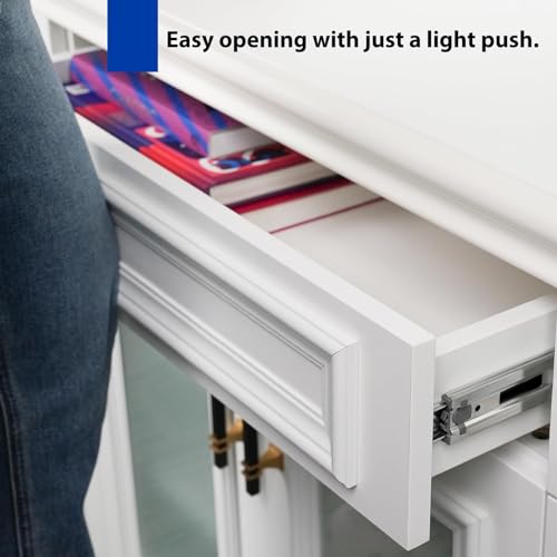 LONTAN 14 Inch Soft Close Push to Open Drawer Slides Dresser Drawer Slides 1 Pair Heavy Duty Side Mount Drawer Slides Metal Ball Bearing and Full Extension Cabinet Drawer Slides 100 LB Capacity - Image 4