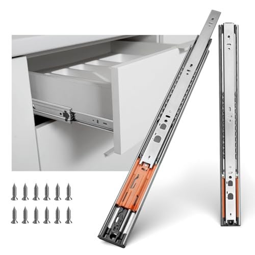 LONTAN 14 Inch Soft Close Push to Open Drawer Slides Dresser Drawer Slides 1 Pair Heavy Duty Side Mount Drawer Slides Metal Ball Bearing and Full Extension Cabinet Drawer Slides 100 LB Capacity - Image 1