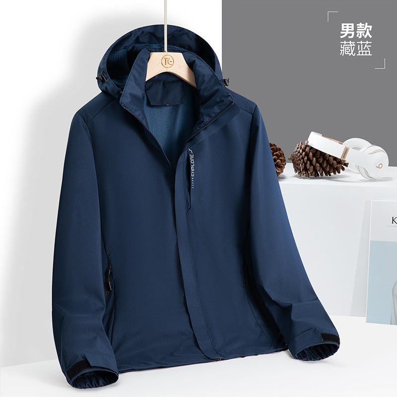Generic Couples Outdoor Cycling Windbreaker Spring Autumn Jacket Waterproof Mountain Apparel With Custom Logo Navy blue