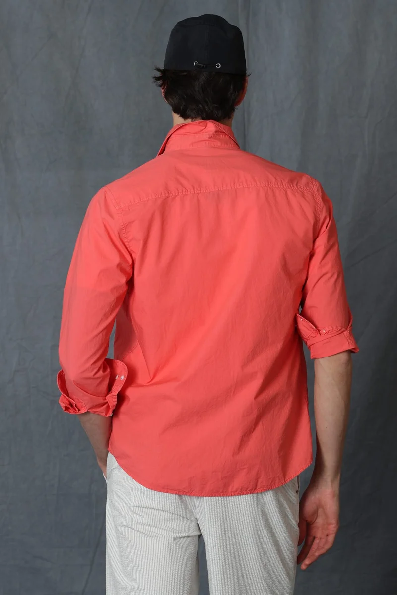 Lufian Makro Men's Smart Shirt Comfort Slim Fit Coral