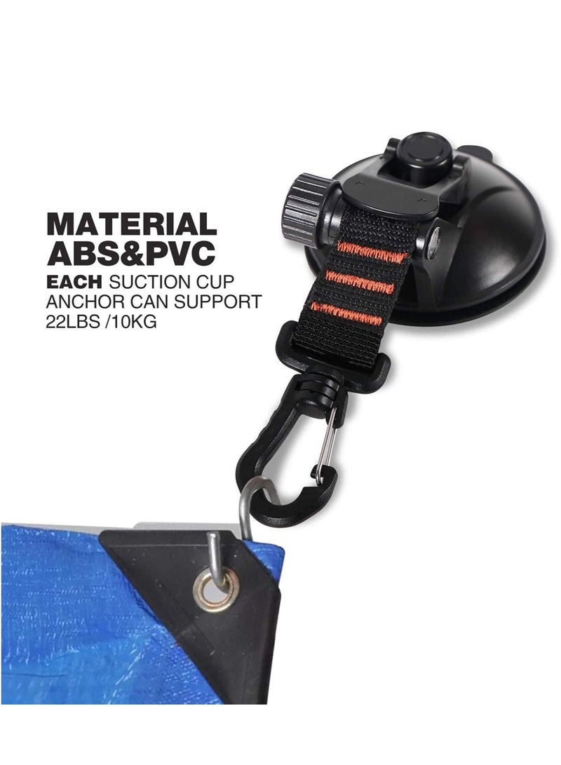 SYOSI Heavy Duty Suction Cup Anchor with Securing Hook Tie Down Camping Tarp Accessory as Car Side Awning 2 Pieces - Image 4