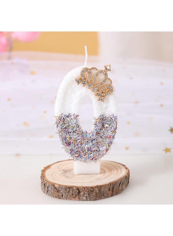 LAMAY Number birthday candles, elegant crown birthday candles, cake decorations, suitable for birthday parties, weddings, anniversaries, family gatherings, children and adults (number0). - Image 3