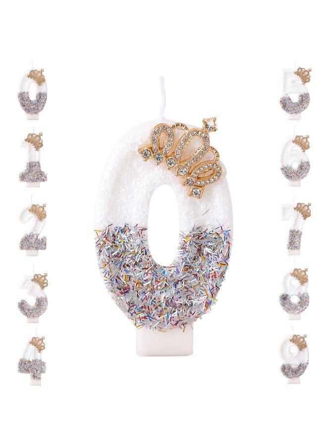 LAMAY Number birthday candles, elegant crown birthday candles, cake decorations, suitable for birthday parties, weddings, anniversaries, family gatherings, children and adults (number0). - Image 1