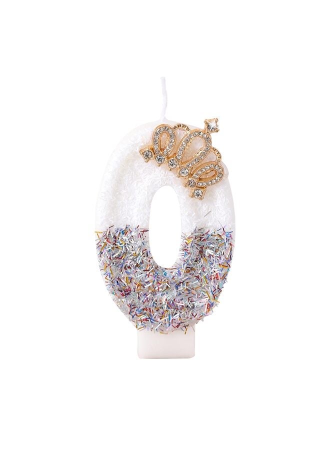 LAMAY Number birthday candles, elegant crown birthday candles, cake decorations, suitable for birthday parties, weddings, anniversaries, family gatherings, children and adults (number0). - Image 2