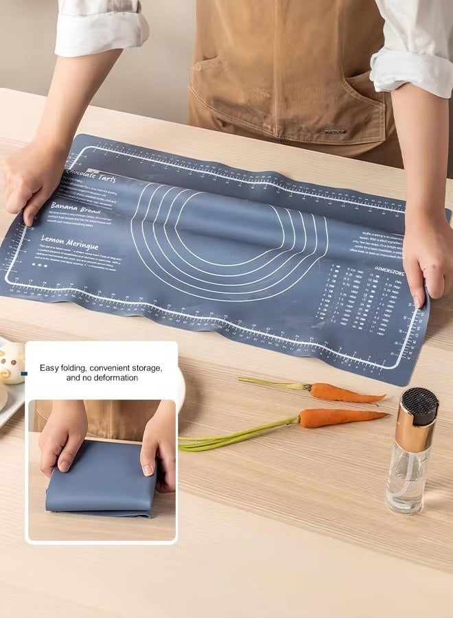 هومستر 3 قطع السيليكون الخبز حصيرة مع دبابيس المتداولة والكشط, الغذاء الصف قابلة لإعادة الاستخدام غير اللاصق المعجنات حصيرة, مقاومة الحرارة الجدول مكان حصيرة, الأزرق - Image 3